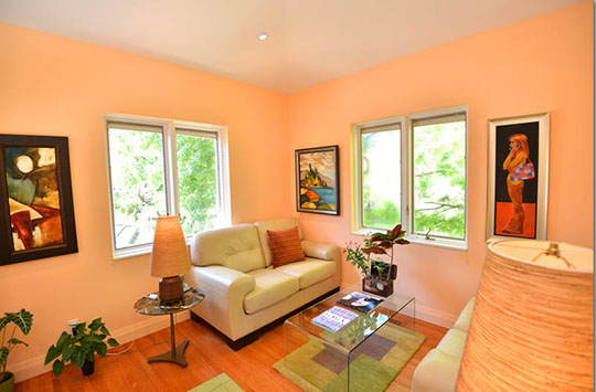 library with windows and art