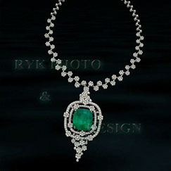 diamond necklace with emerald pendant