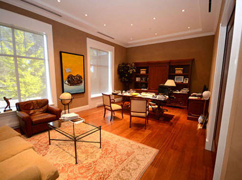 Office interior with couchs and carpet