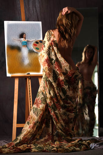 Artist painting herself
