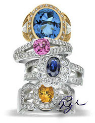 stacked ring collage with coloured stones