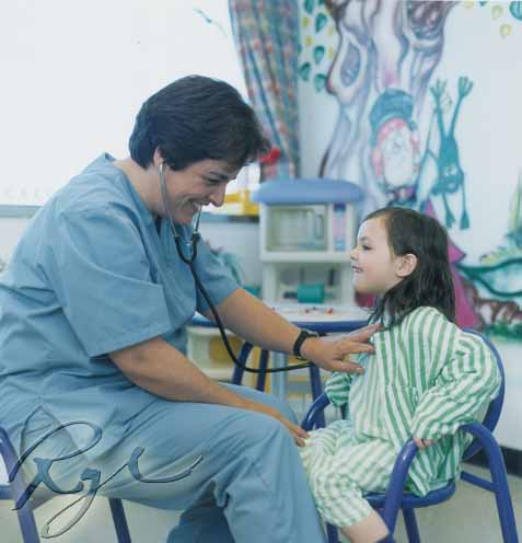 Nurse with child in room