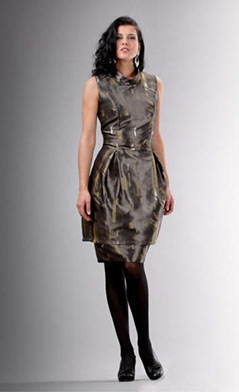 model wearing silver elegant dress