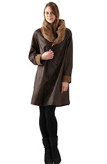 model in long brown coat