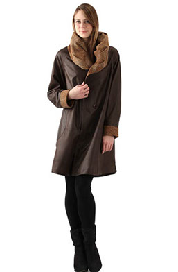 model in long brown coat