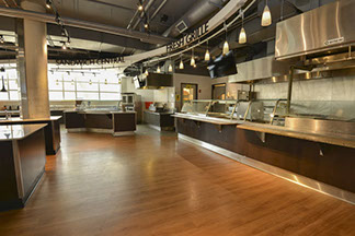 University cafe entrance with sign