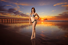 After cut out model bikini sunset added