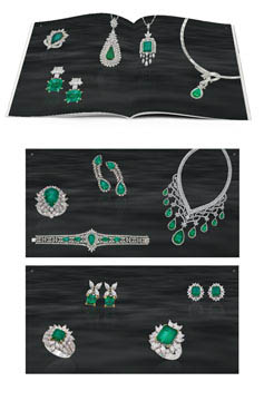 Emerald and diamond jewellery catalogue - 2 views